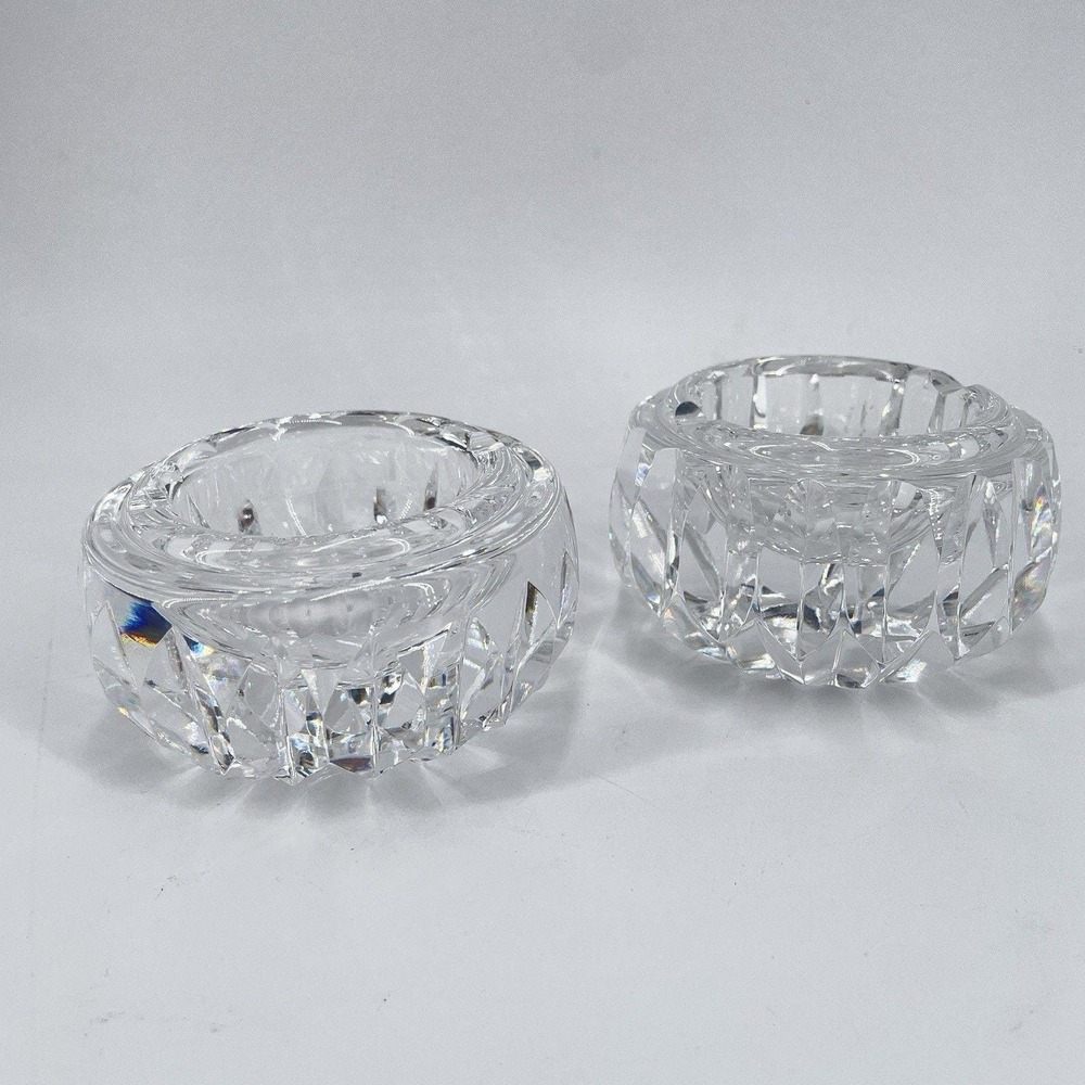 2 Waterford Ashtrays Alana Round Trinket Dish Candle Holder 3.5 X 2" Vintage